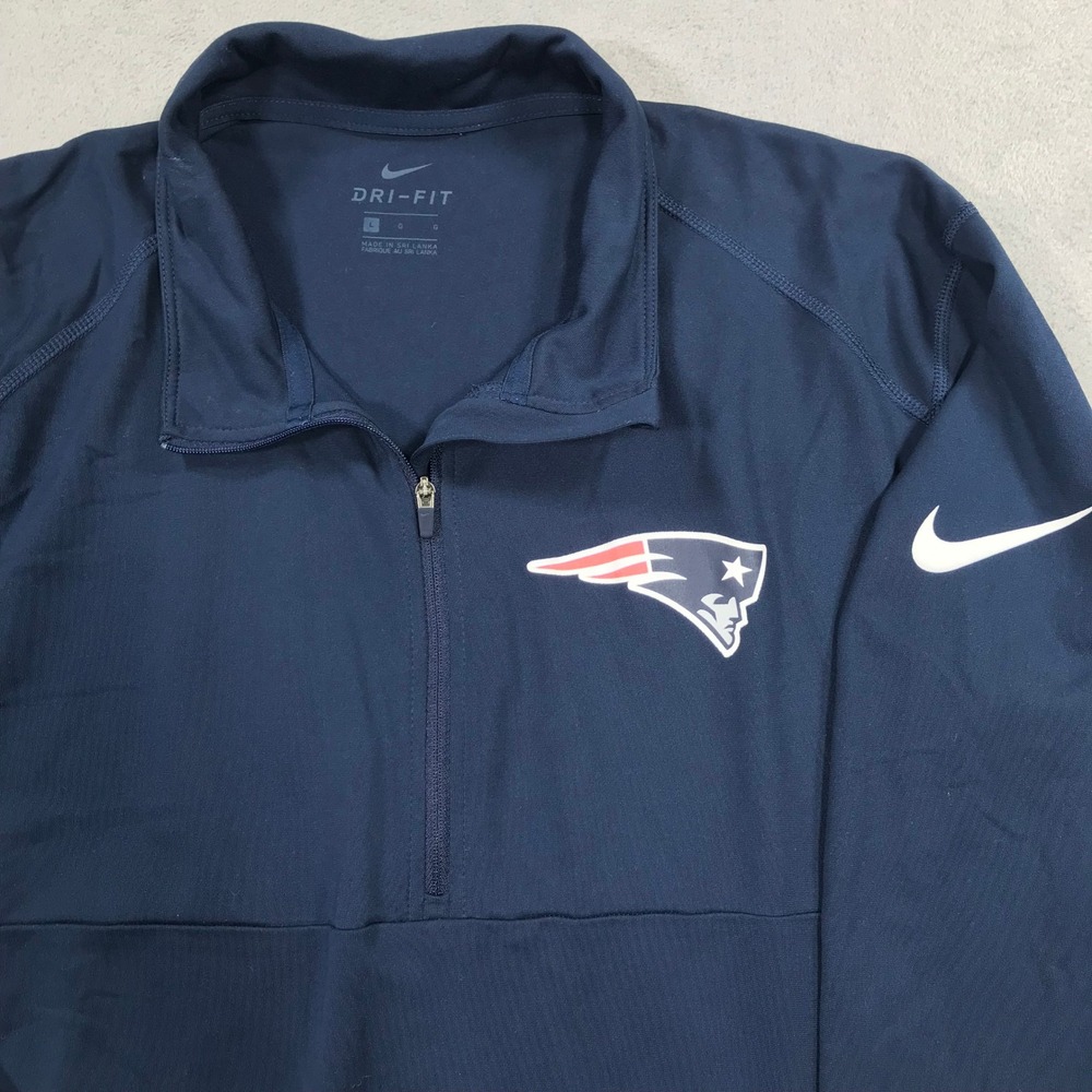 Nike New England Patriots 1/4 Zip Pullover Women Large Blue 926270-419 Dri Fit